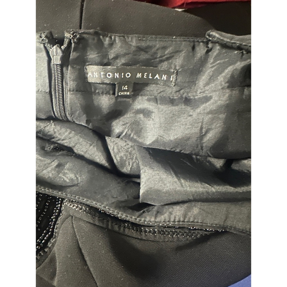 Women's Antonio Melanie Beaded Neck Elegant Cocktail Sheath Dress, Size 14 Black - Picture 5 of 5